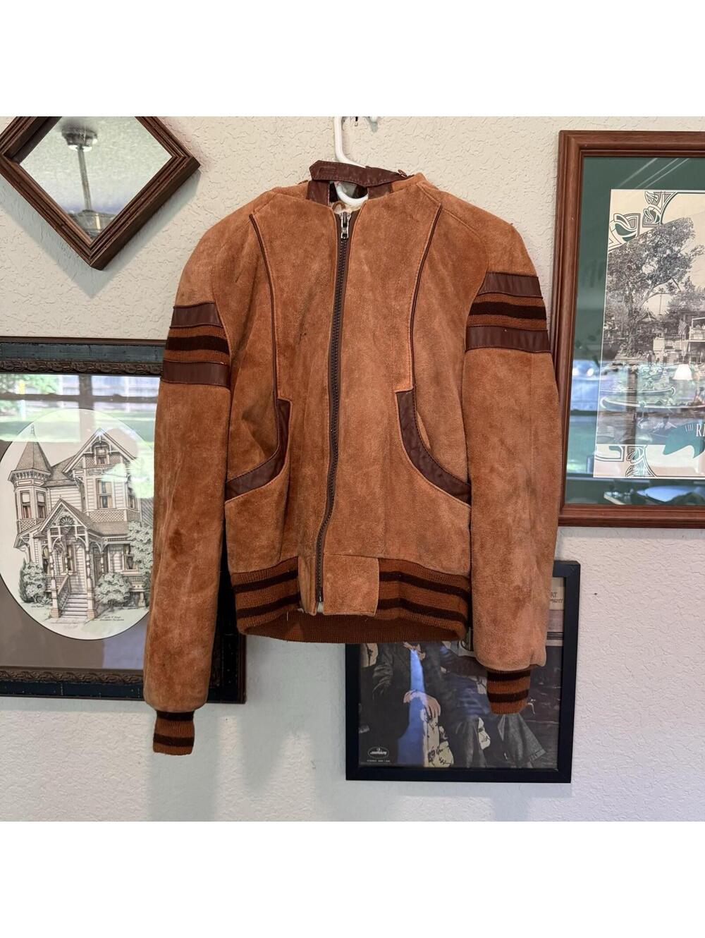 Vintage 70s RARE El Toro Bravo Heavy Suede Leather Western Jacket Size Mens 40 S